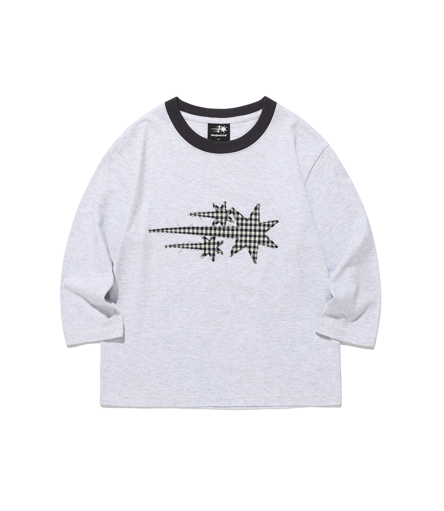 3STAR APPLIQUE 3/4 SLEEVE TEE[LIGHT GREY]