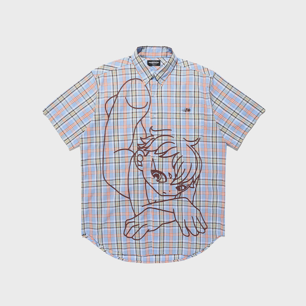 angel check big big half shirt[blue]