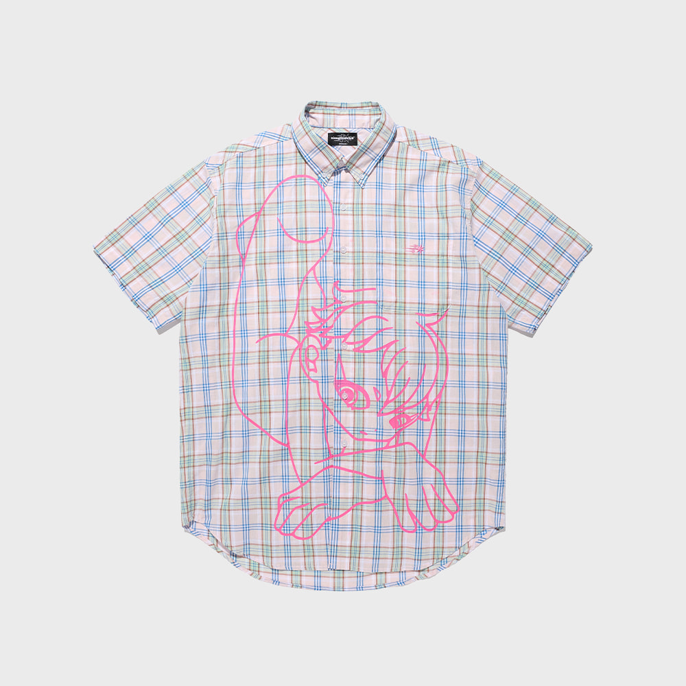 angel check big big half shirt[pink]