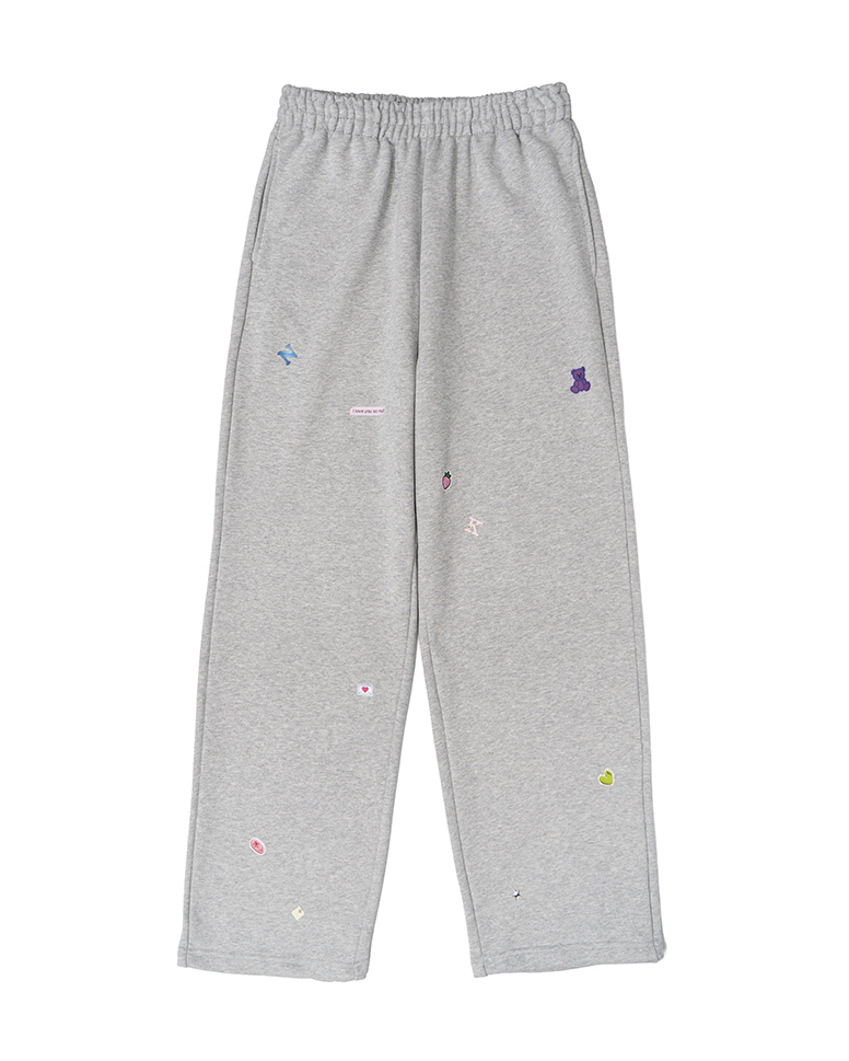 KITSCH PATCH STRAIGHT PANTS (MELANGE)