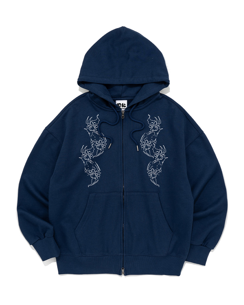 CAT FOOTPRINT GRAPHIC HOOD ZIP-UP (DARK BLUE)