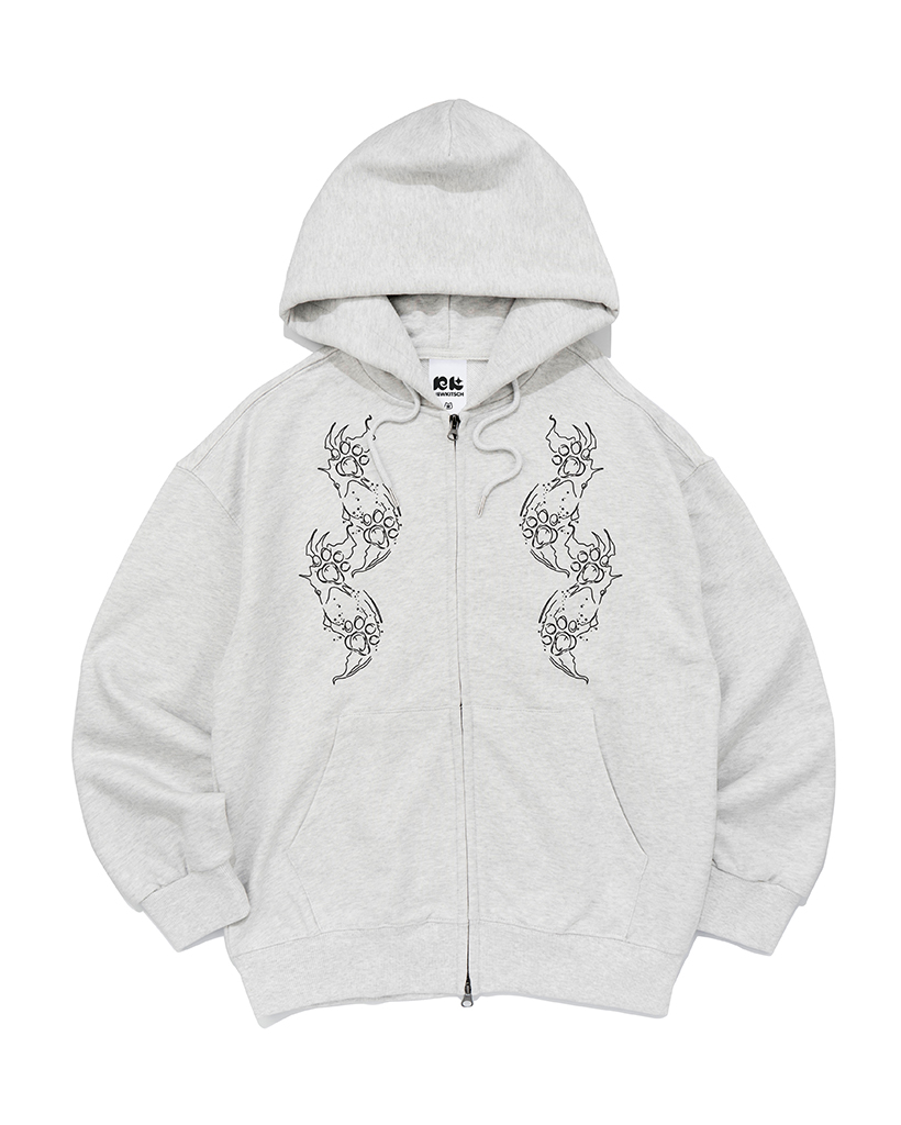 CAT FOOTPRINT GRAPHIC HOOD ZIP-UP (LIGHT MELANGE)