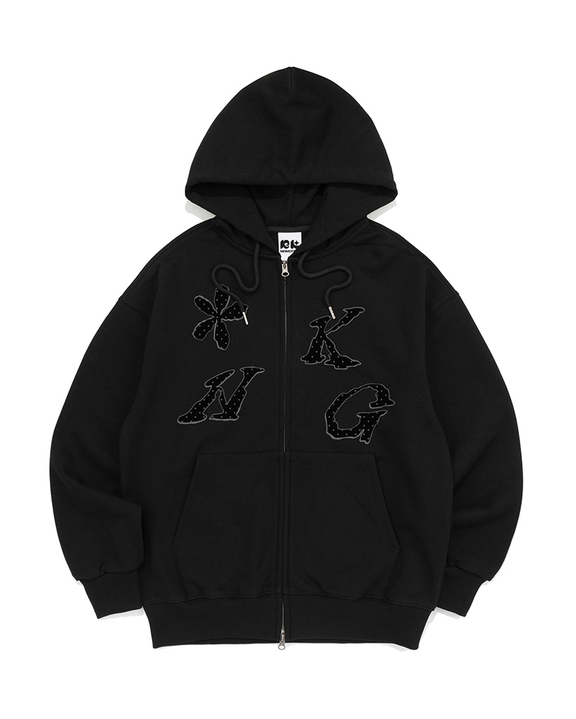 FLOWER DOT GRAPHIC HOOD ZIP-UP (BLACK)