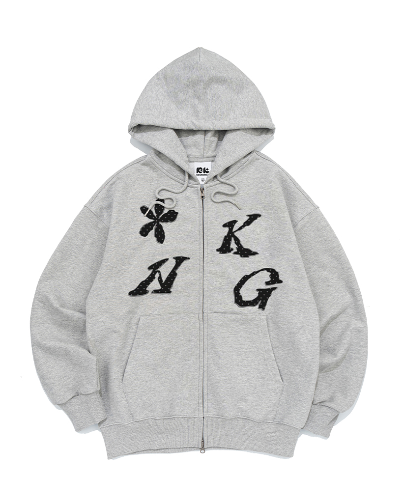 FLOWER DOT GRAPHIC HOOD ZIP-UP (MELANGE)