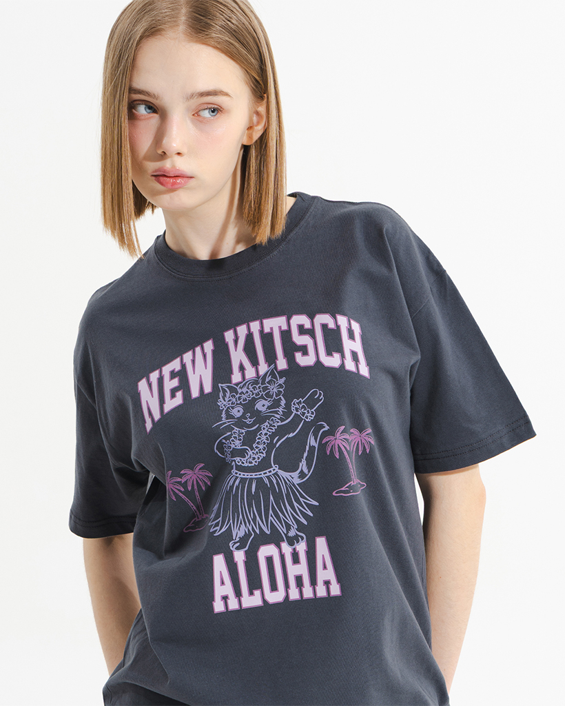 ALOHA CAT SHORT SLEEVE (CHARCOAL)