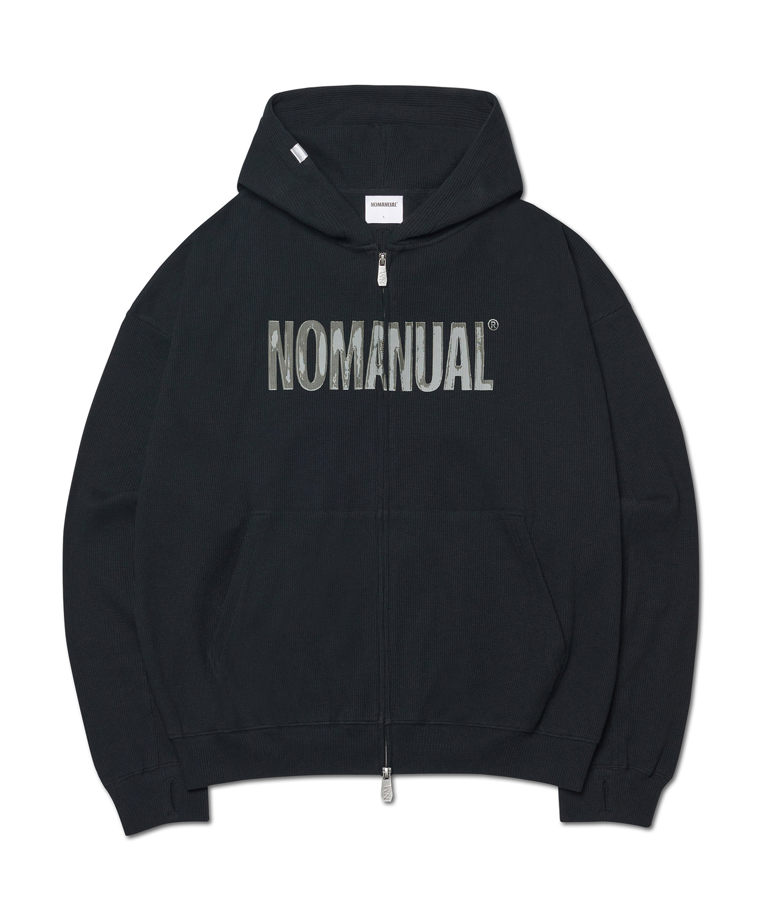 NM WAFFLE HOODED ZIP-UP - BLACK | ファッション通販サイト NUGU