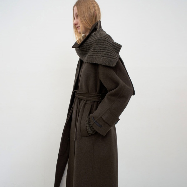 (CT-1454)KNIT SET BALMACCAN HANDMADE LONG COAT