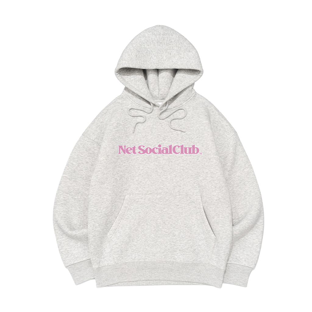 OUTLINE STRAIGHT LOGO BRUSHED HOOD TEE (LIGHT MELANGE)