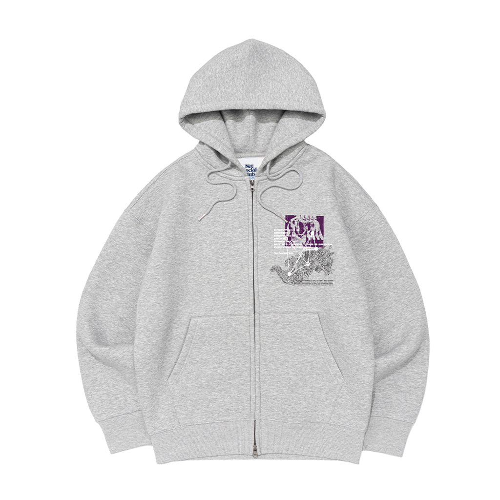 PIXEL ILLUSION BRUSHED HOOD ZIP-UP (MELANGE)