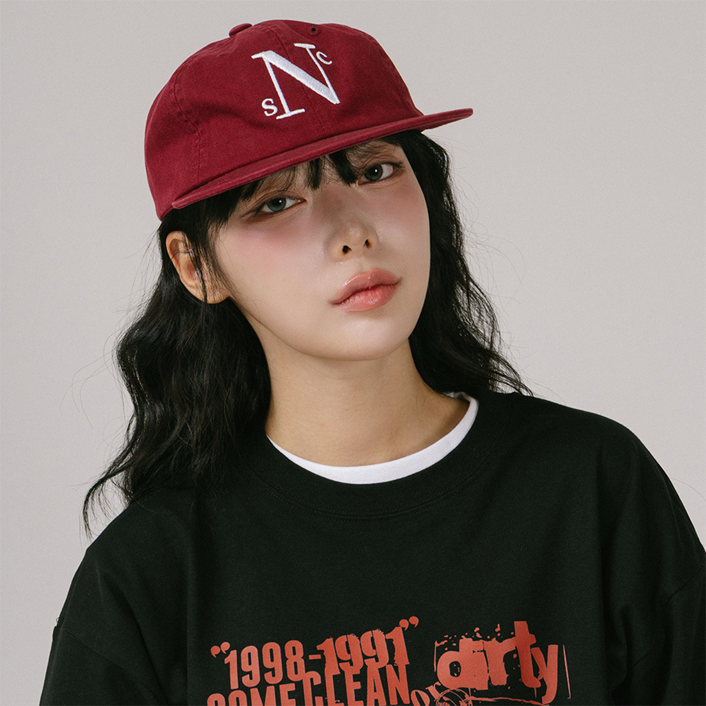 [Influencer pick] N LOGO FLAT VISOR CAP (BURGUNDY)