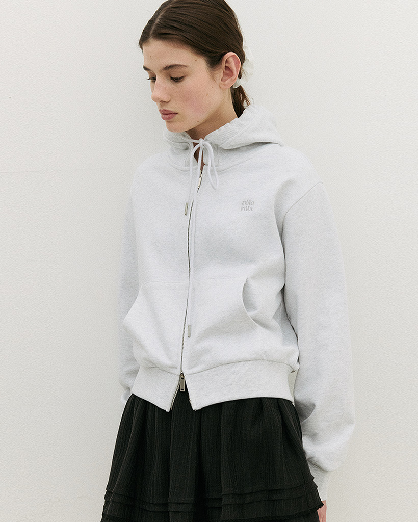 W) Teo Cotton All Day Hood Zip-Up - Melange Gray