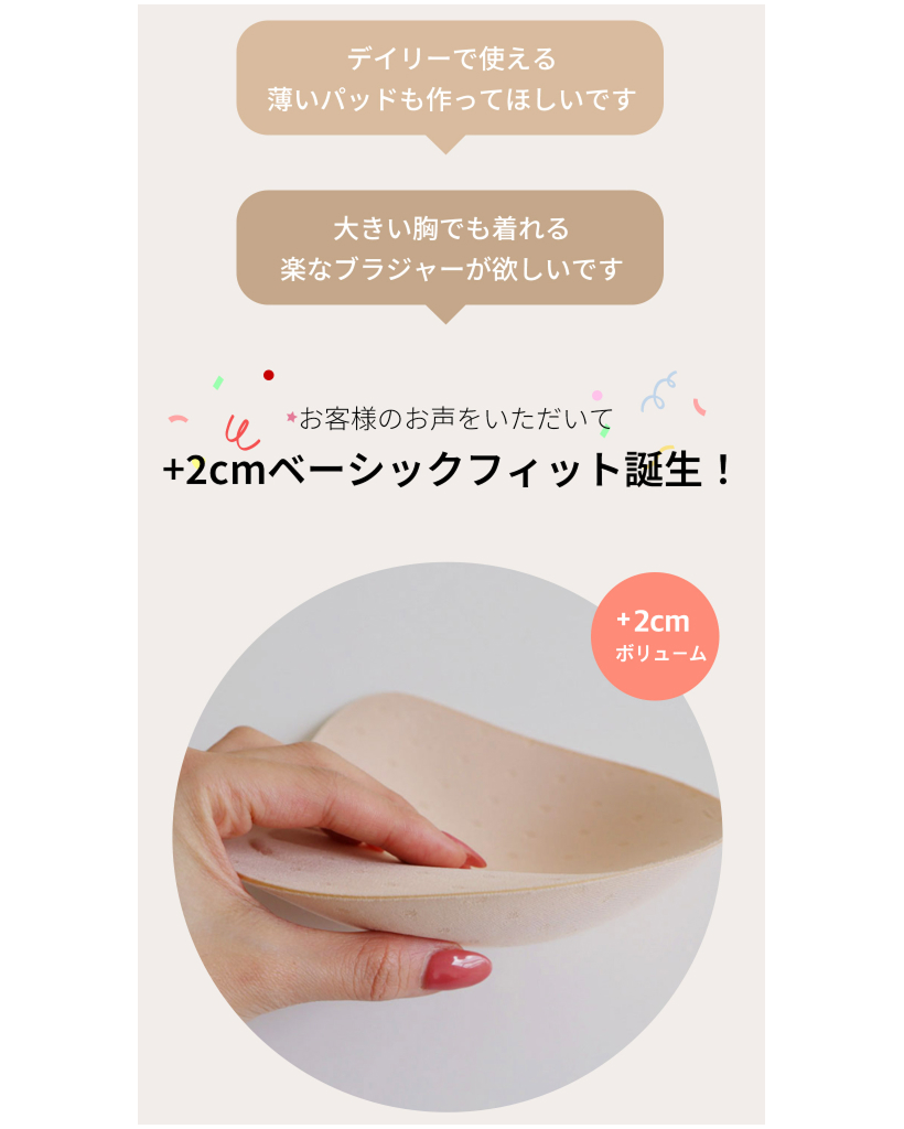 ぷるんと素肌ボリュームアップブラセット薄型パッド