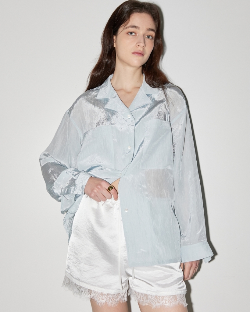 トップス nouw. GLOW OPEN COLLAR SHIRT - BLUE | ファッション通販サイト NUGU