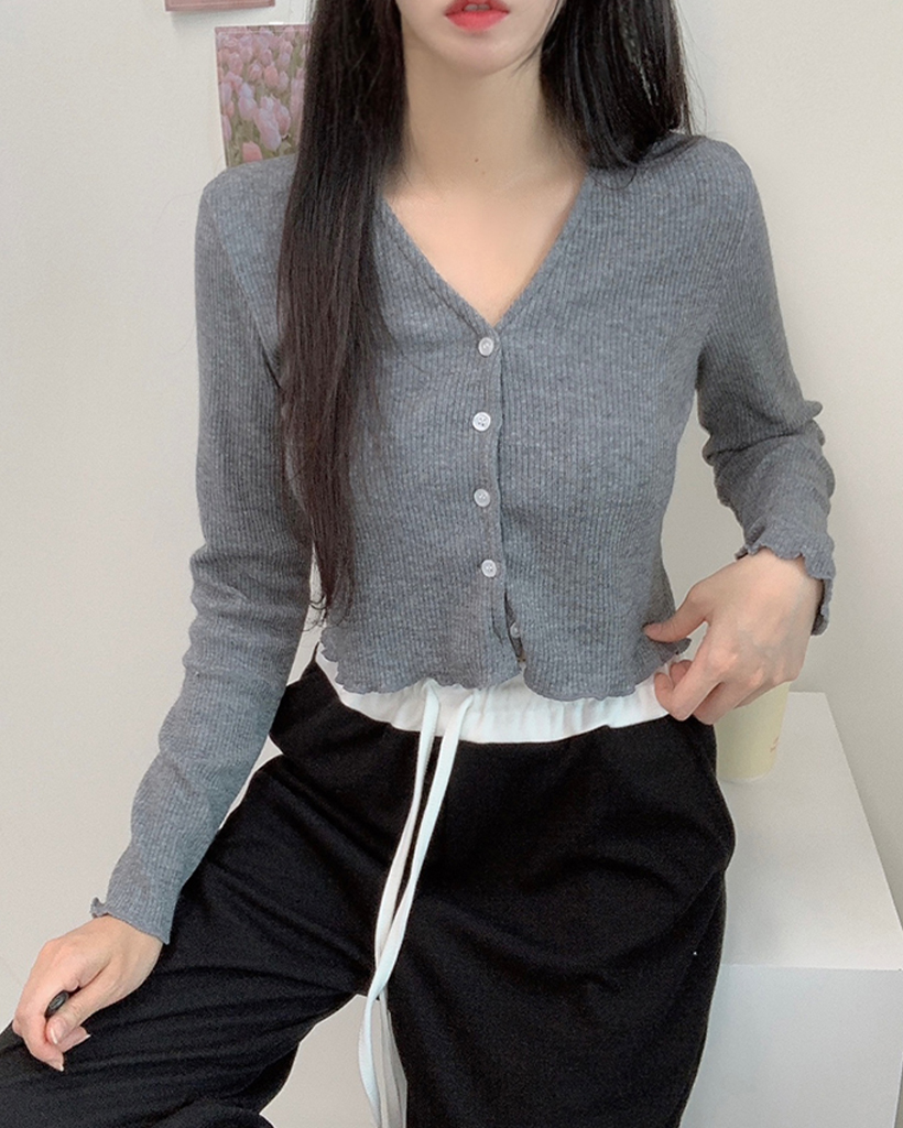 5color]Vネックリブニットカーディガン | ファッション通販サイト NUGU