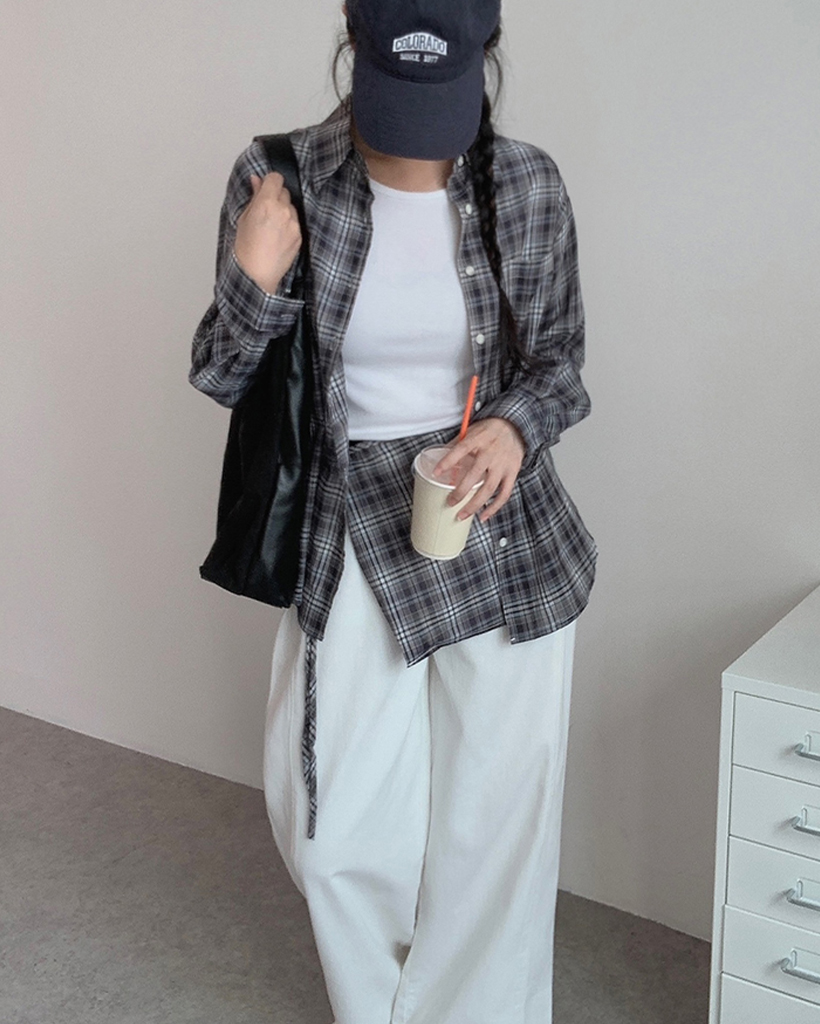 チェックシャツラップスカートセット | ファッション通販サイト NUGU