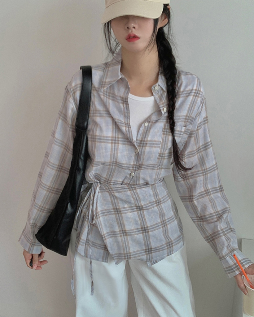 チェックシャツラップスカートセット | ファッション通販サイト NUGU