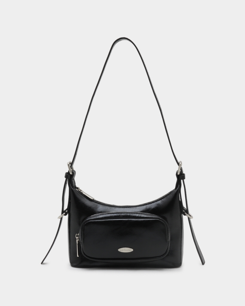 【COVERNAT】CLOVERHEART SHIRRING MEDIUM NYLON HOBO BAG Covernat Clover Heart Shirring Medium Nylon Hobo Bag
