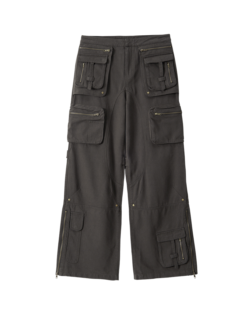 Lowrise Washed Curve Cargo Pants - KHAKI