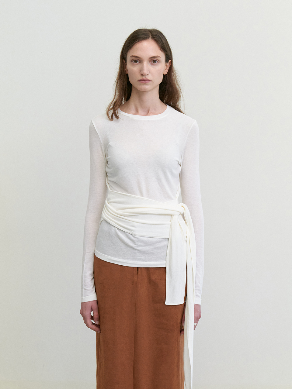 Waist wrap round wool t-shirts_IVORY