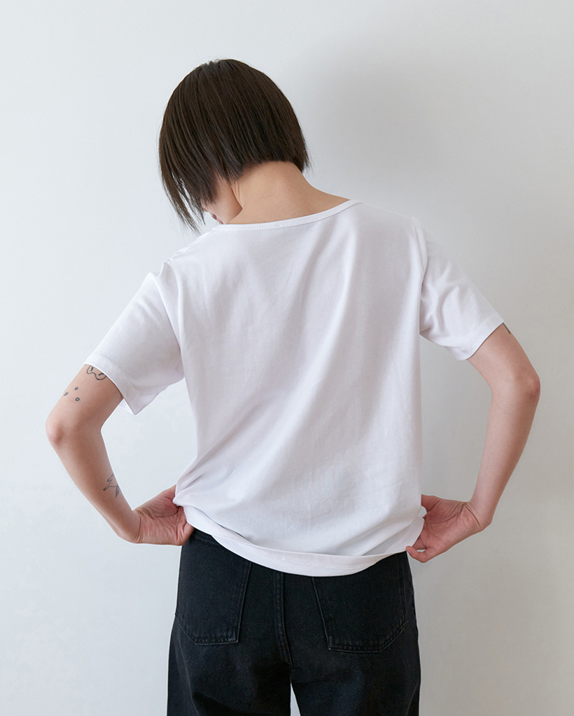 Square neck comfortable T-shirts_WHITE | ファッション通販
