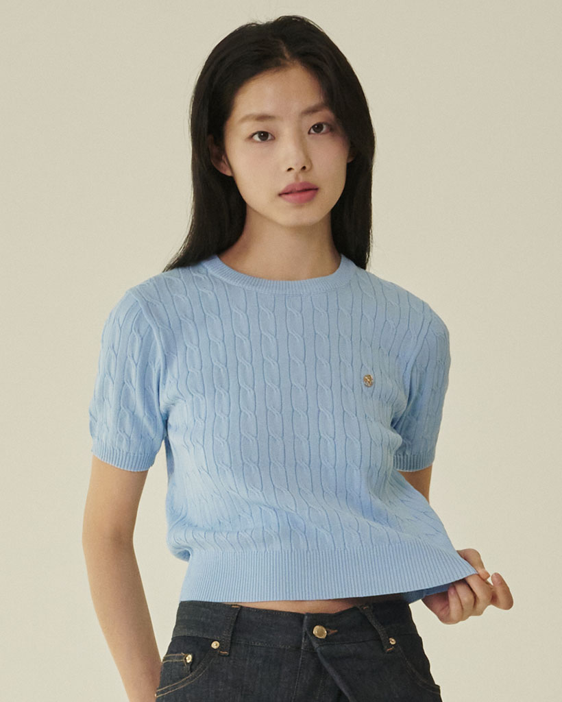 Summer Cable Round Knit - Sky Blue