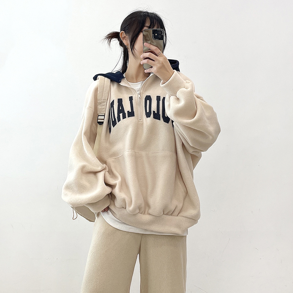 アノラックオーバーサイズ裏起毛ハーフジップパーカー | ファッション