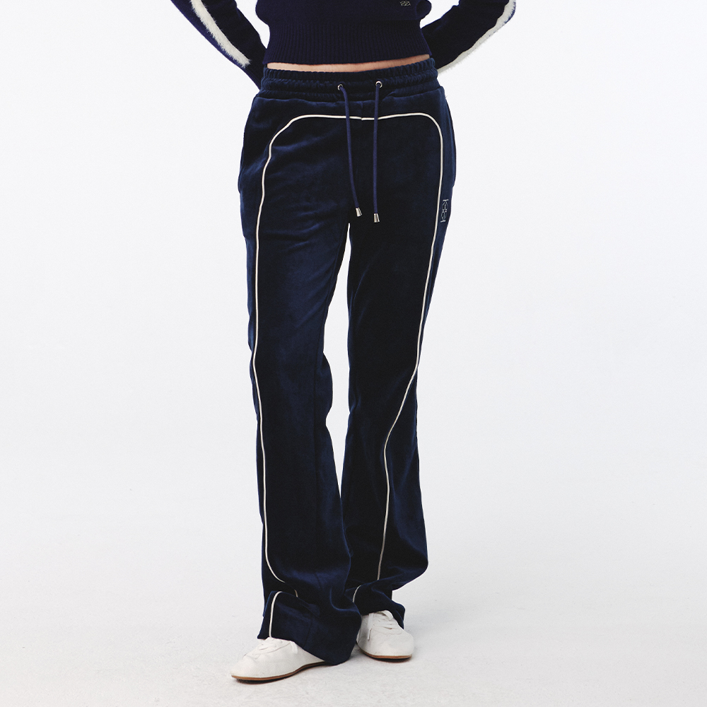 W) Lawton Velour Track Pants - Navy | ファッション通販サイト