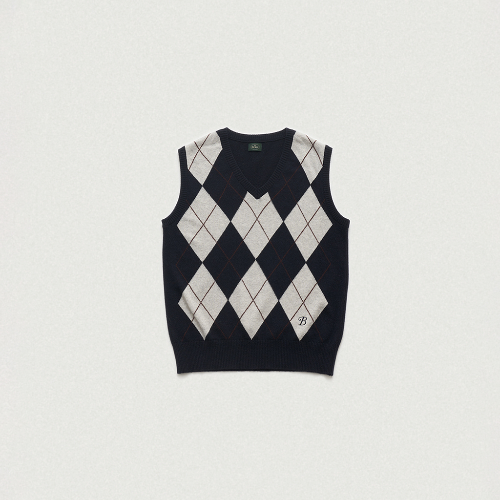 Stewart Argyle Knit Vest - Navy | ファッション通販サイト NUGU