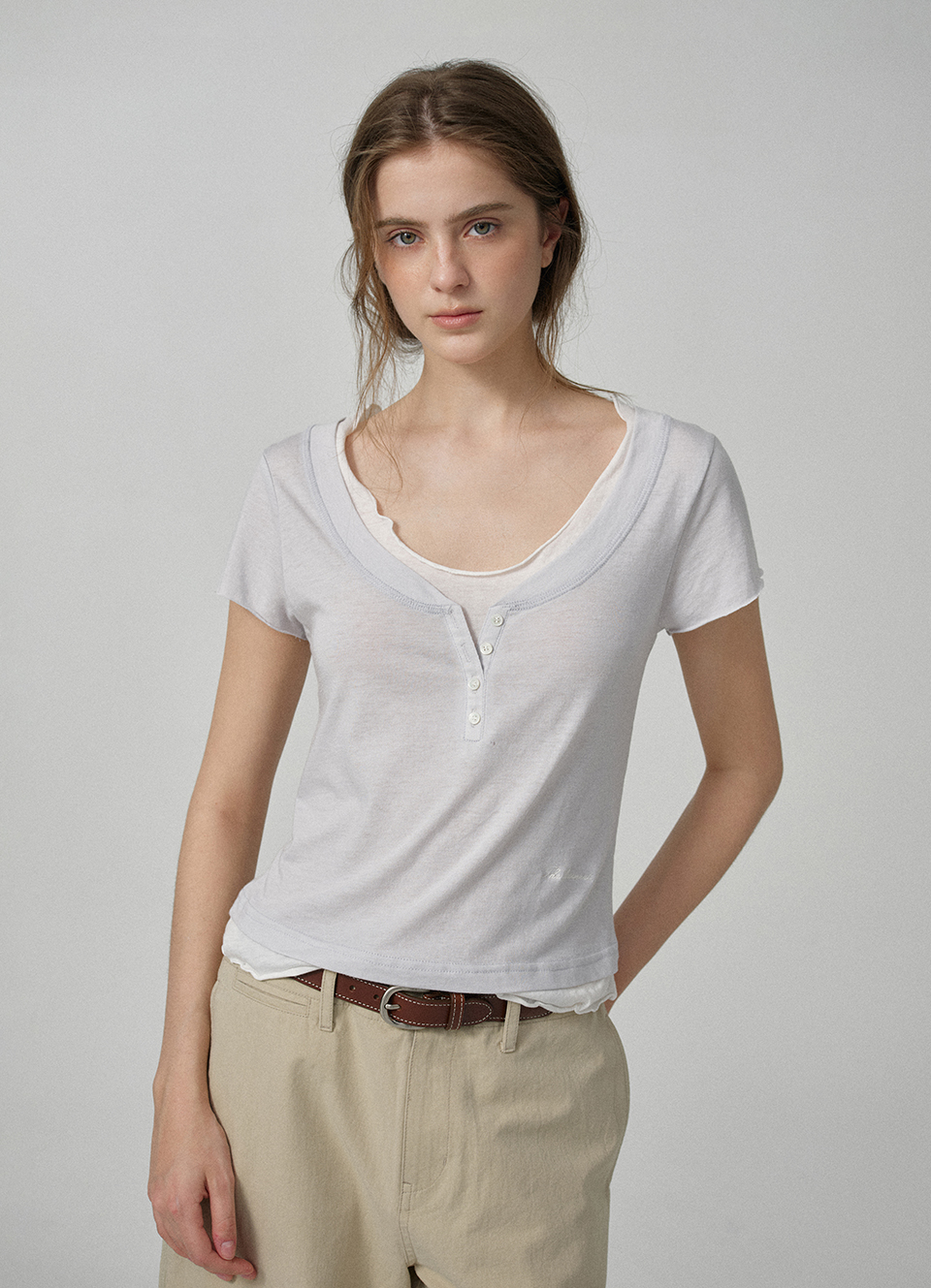 Noah Slim Layered Tee_Light Blue | ファッション通販サイト NUGU