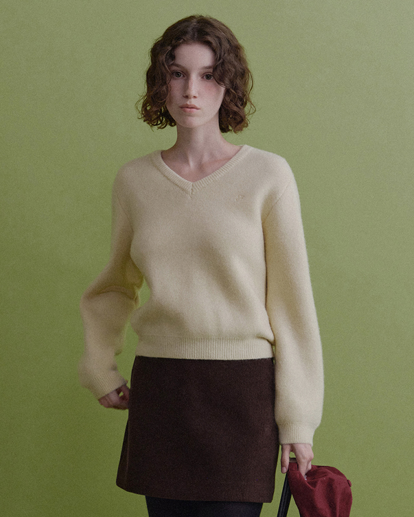 Nora wool v neck knit (Lemon Sorbet)