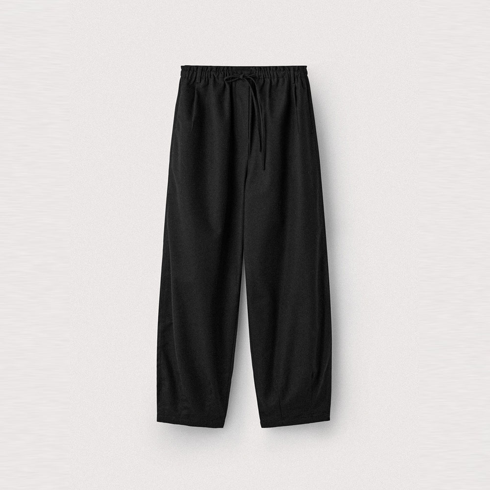 Wool Flannel Oval Silhouette Pants_Black