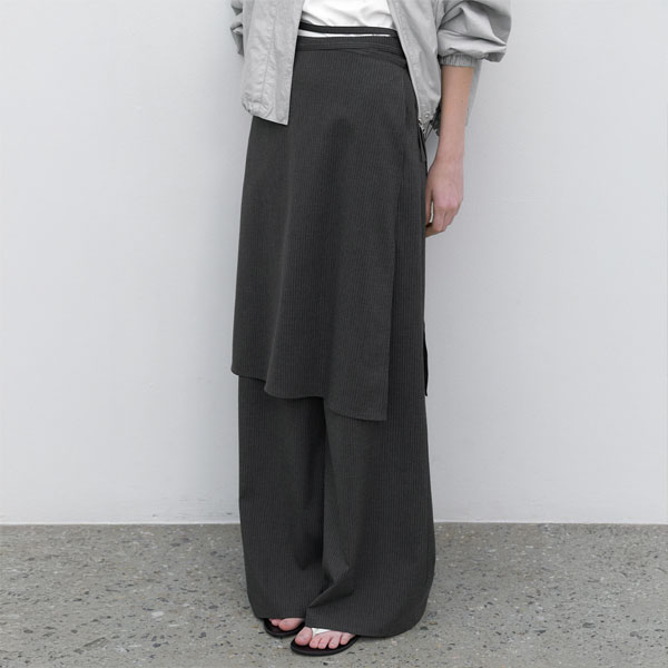 (PT-5743)PIN STRIPE WRAP SKIRT PANTS