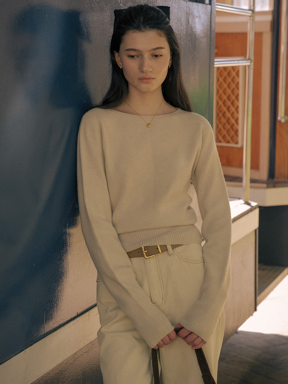 Shoulder line point knit TIFA01SW05_Pistachio
