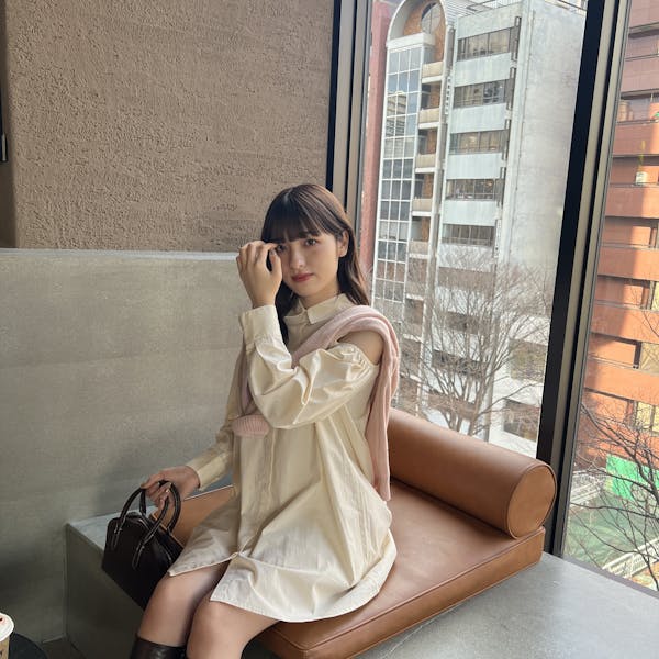 肩スリットシャツワンピース