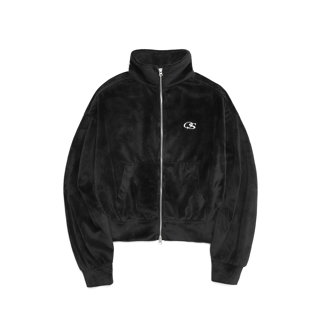 ポップページ Velour Sporty Track Crop Zip-Up - black | ファッション通販