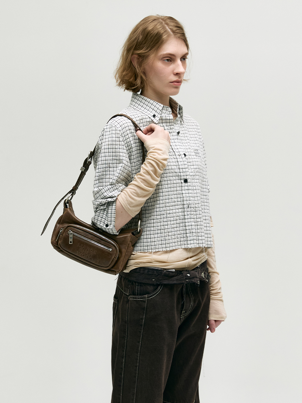 【購入特典】OUTPOCKET HOBO MINI_washed brown pull-up