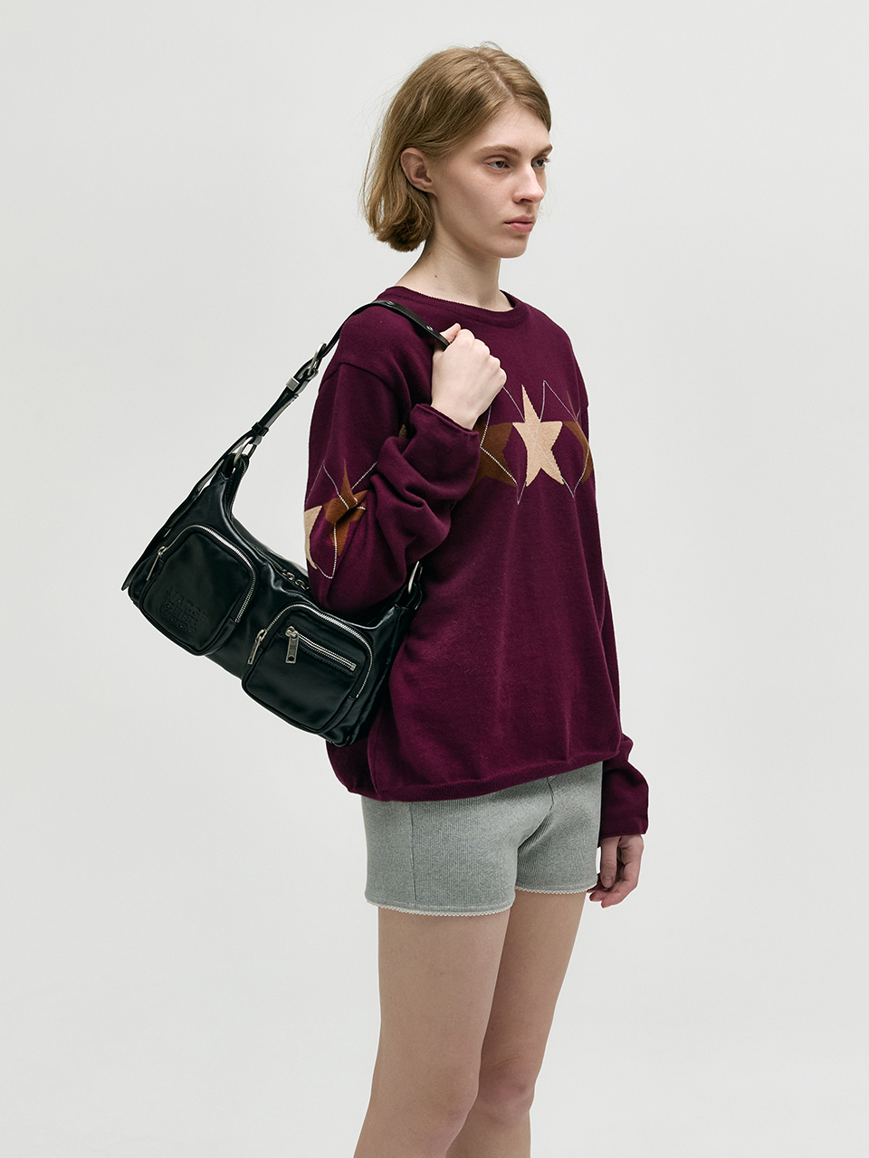 OUTPOCKET HOBO_black glossy plain