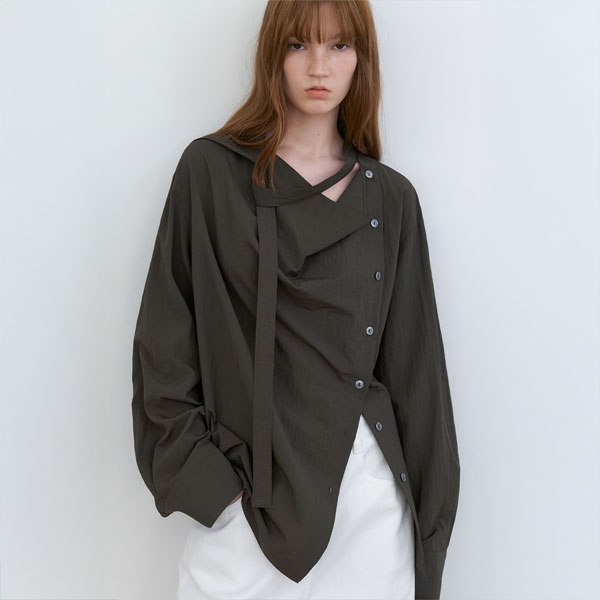 (BL-4390)ASSYMETRIC TIED BLOUSE