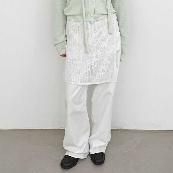 (SK-5078)FLOWER LACE LAYERD KNIT SKIRT