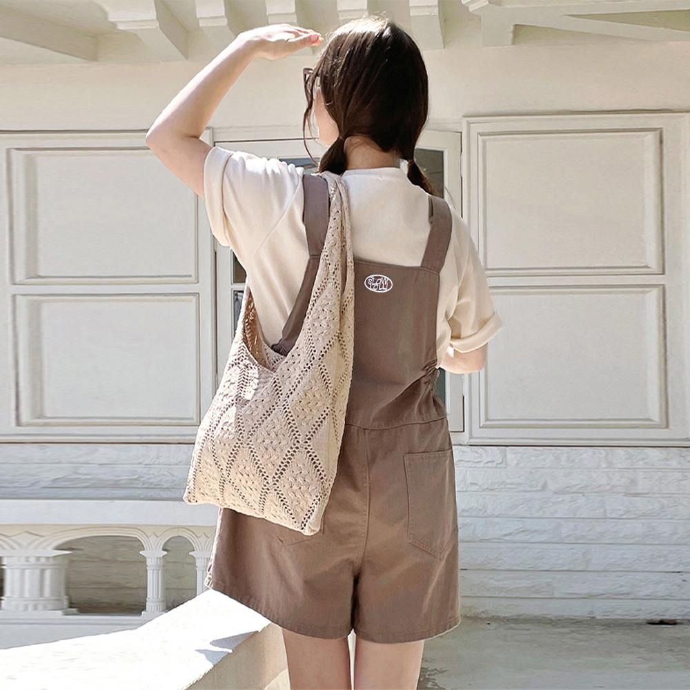 Cotton overall short pants - Brown