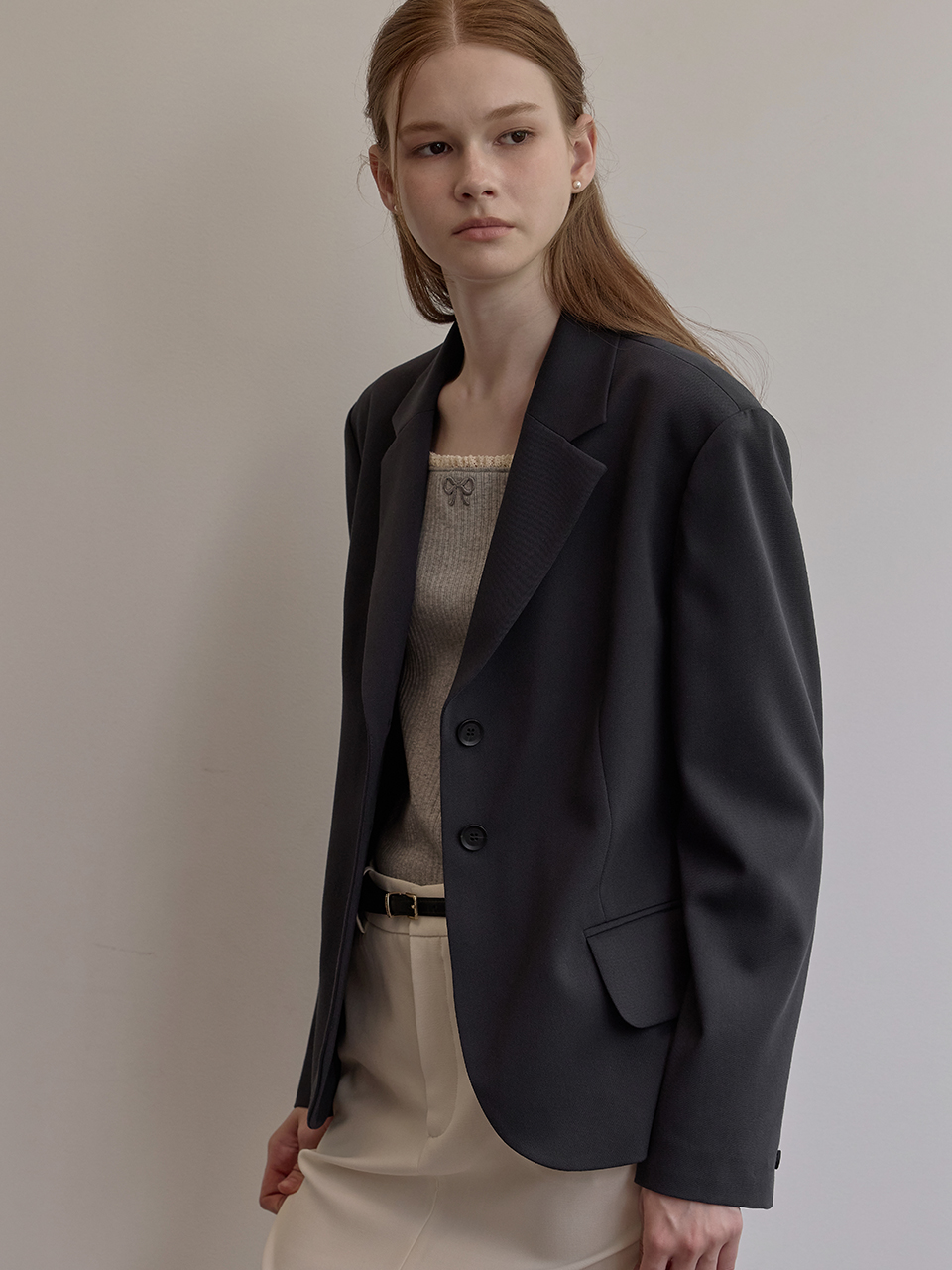 Overfit single jacket - Navy | ファッション通販サイト NUGU