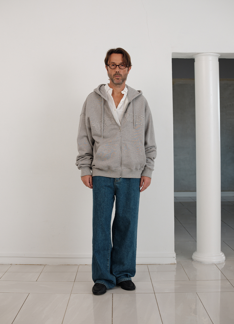 Oversized Forde Sweat Zip-Up Hoodie Jacket_Grey | ファッション通販
