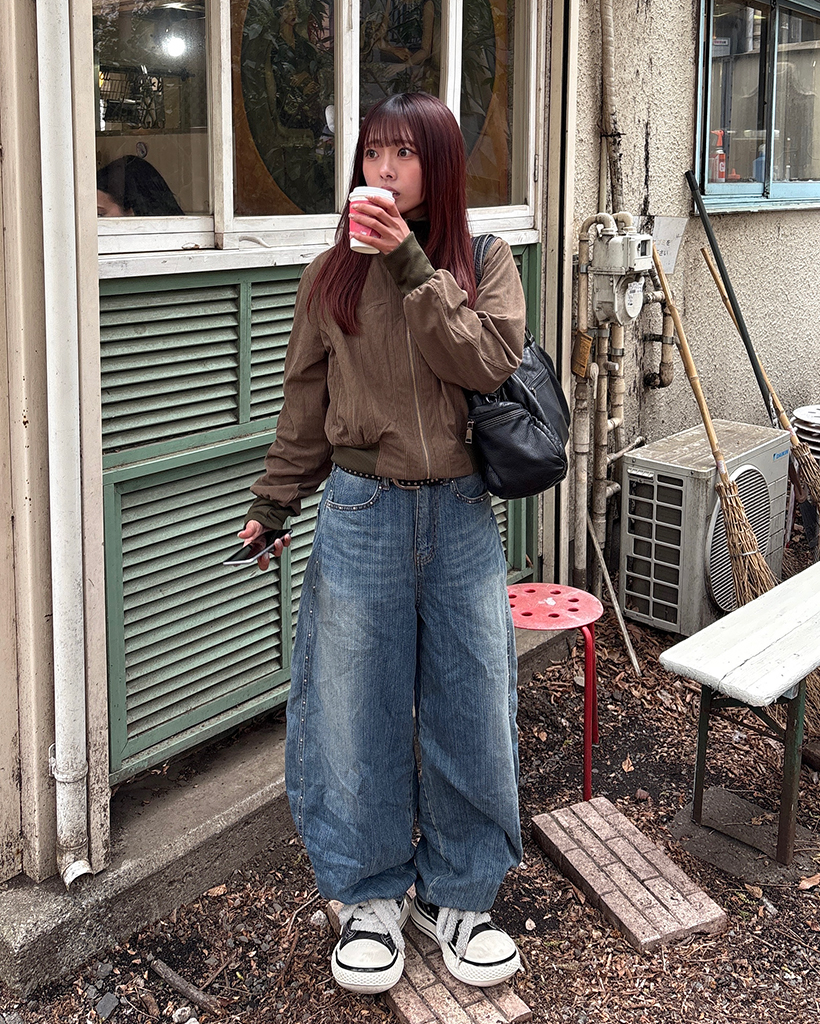 シームスタッズバルーンワイドジーンズ | ファッション通販