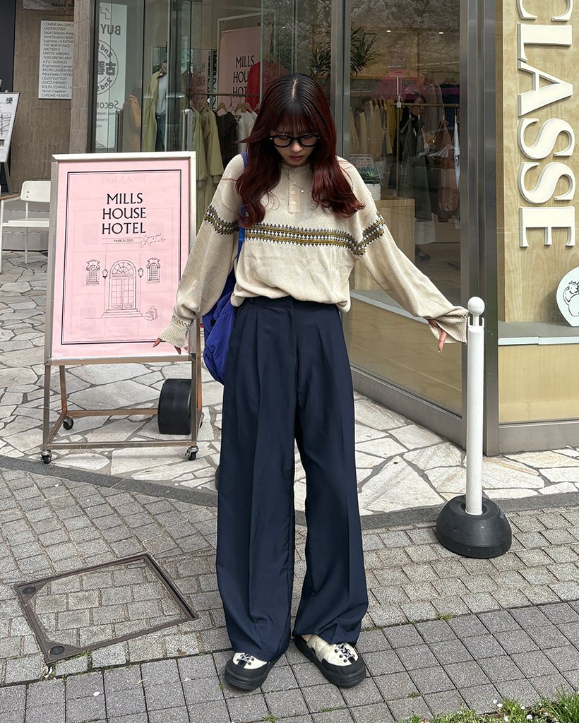 センタープレスツータックワイドスラックス | ファッション通販