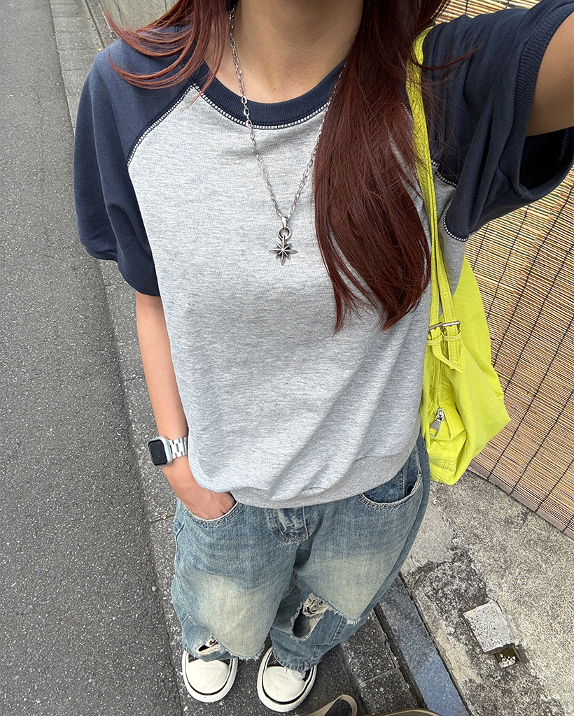 ◆ boohoo ◆アクティブジム ラグランTシャツ/ charcoal A'GEM/9 × .kom 『ACOVER/オコボ』 Dreaming Raglan Sweats