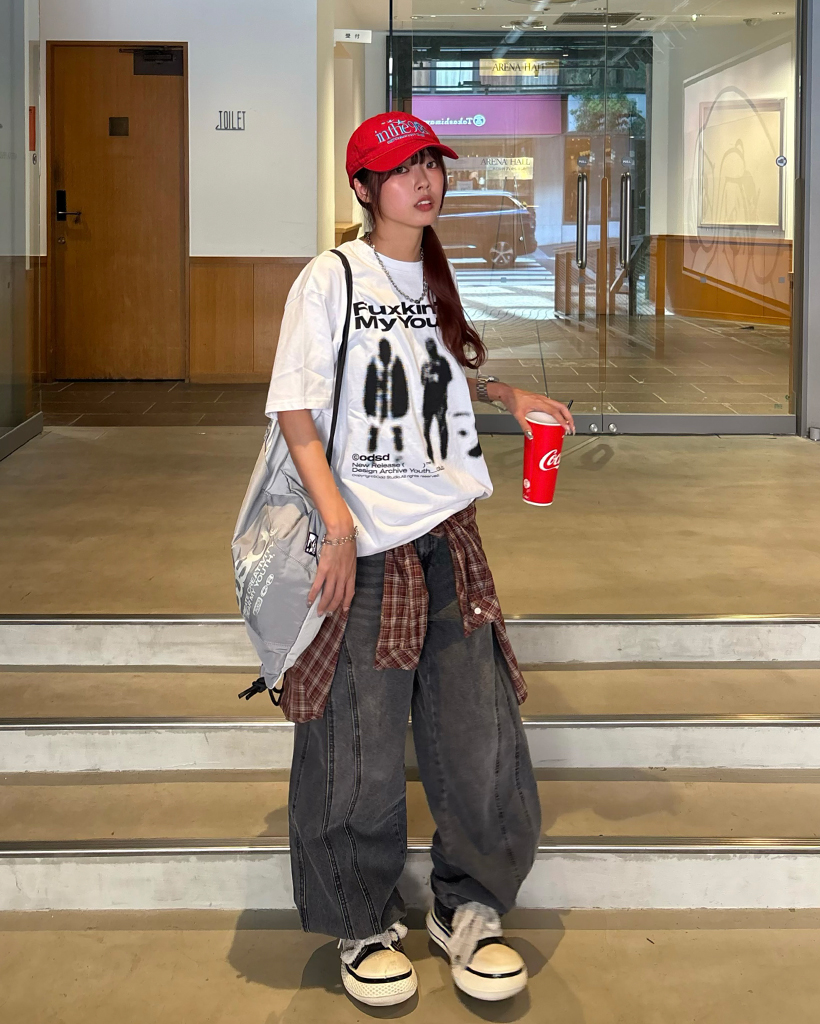 Odd Studio X im] Curve Washed Snap Button Wide Denim Pants - GRAY