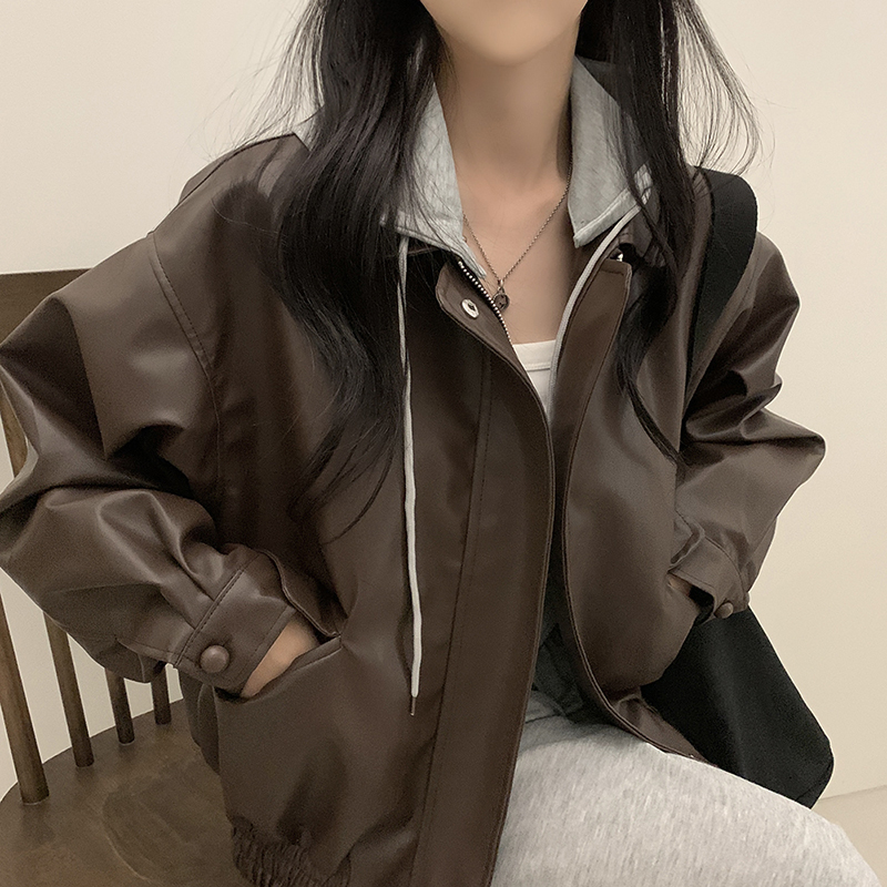 フード取り外し可)クロップドレザージャケット | ファッション通販