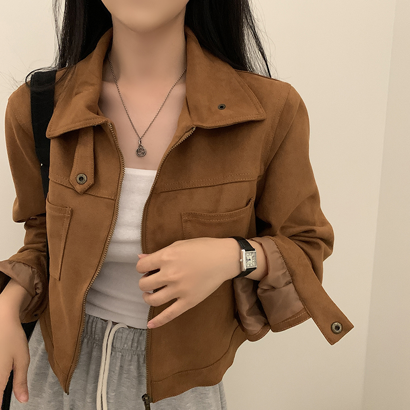 スエードセミクロップドライダースジャケット