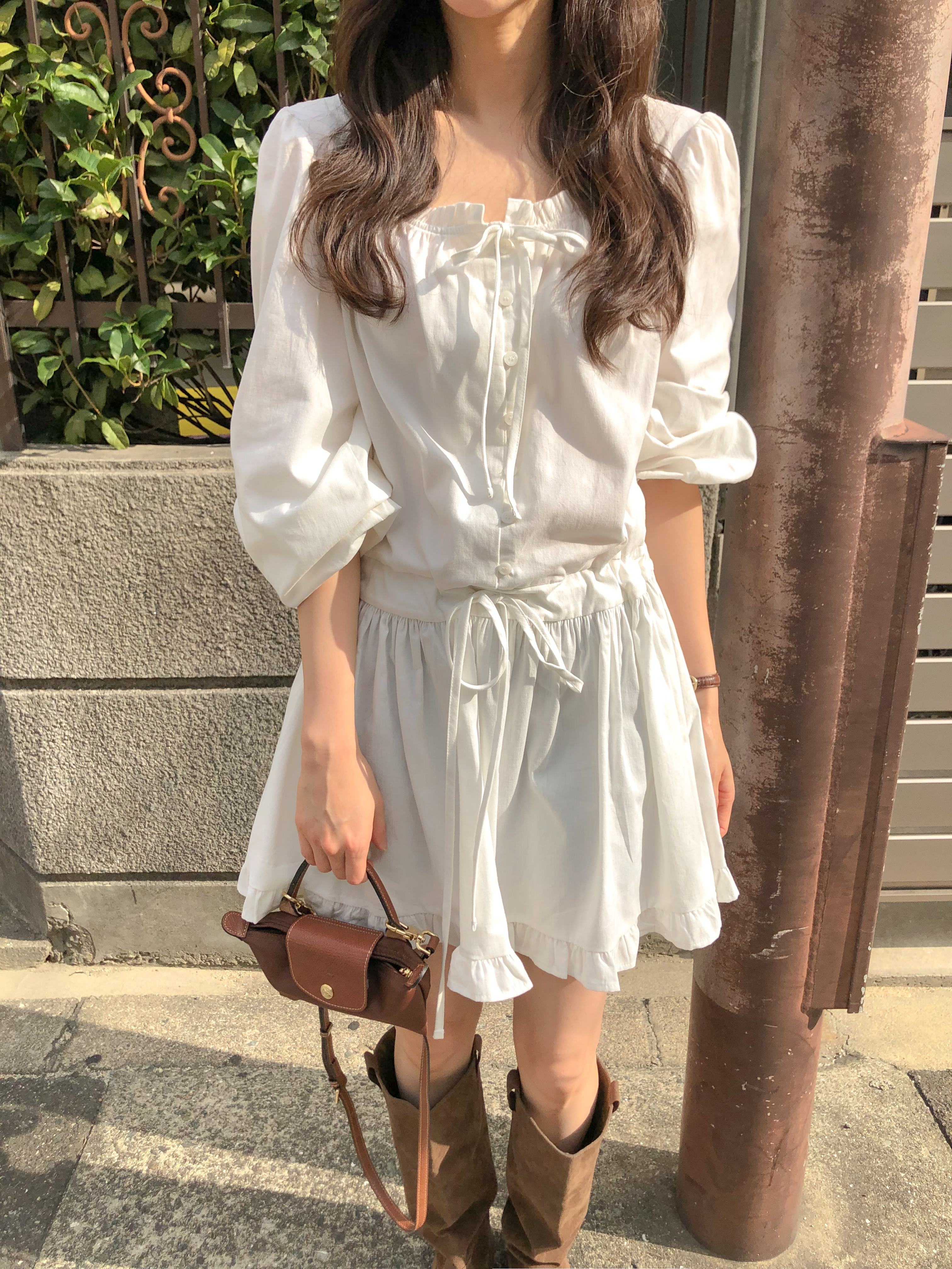 [original]フリルシャーリングワンピース