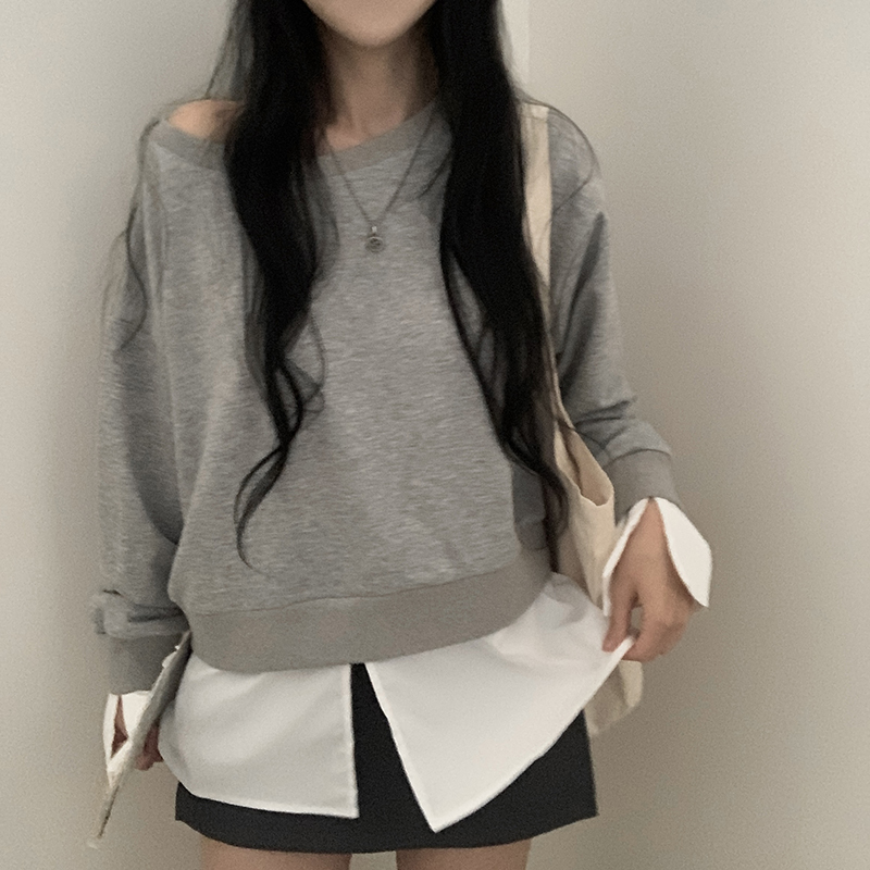 レイヤード長袖スウェットシャツ